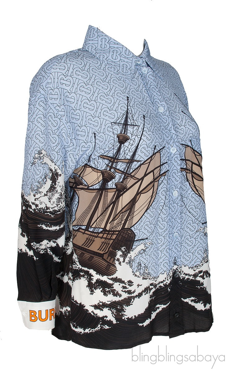 Light Blue Logo Printed Shirt