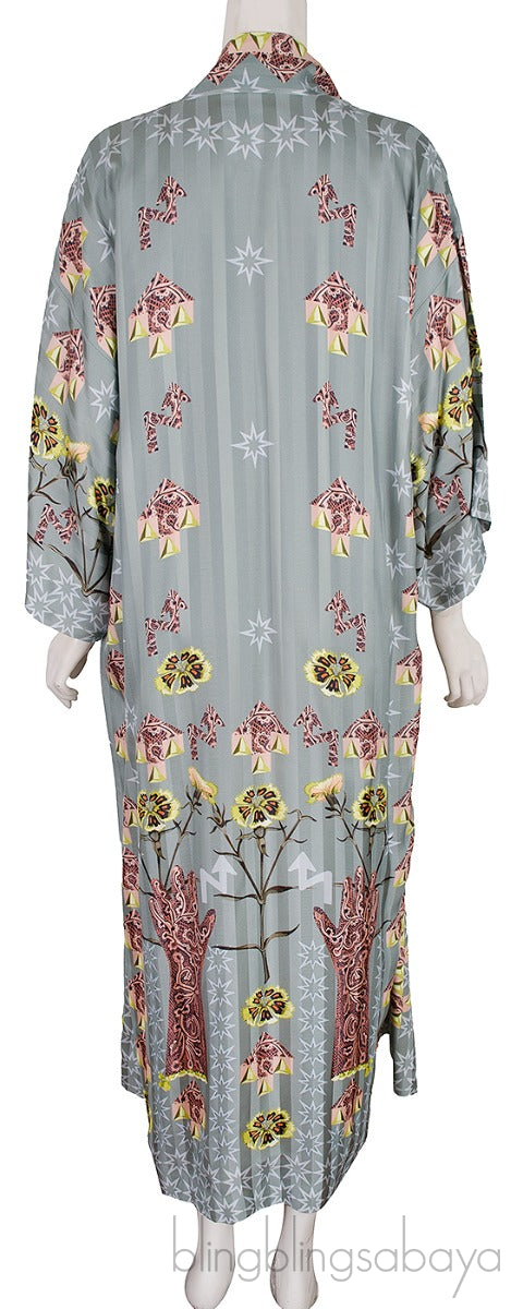 Flux Printed Light Green Kimono