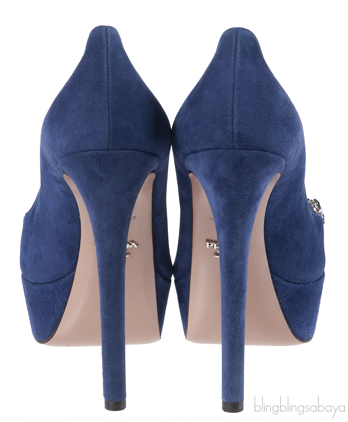 Prada Blue Crystal Peep Toe Pump 38