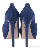 Prada Blue Crystal Peep Toe Pump 38