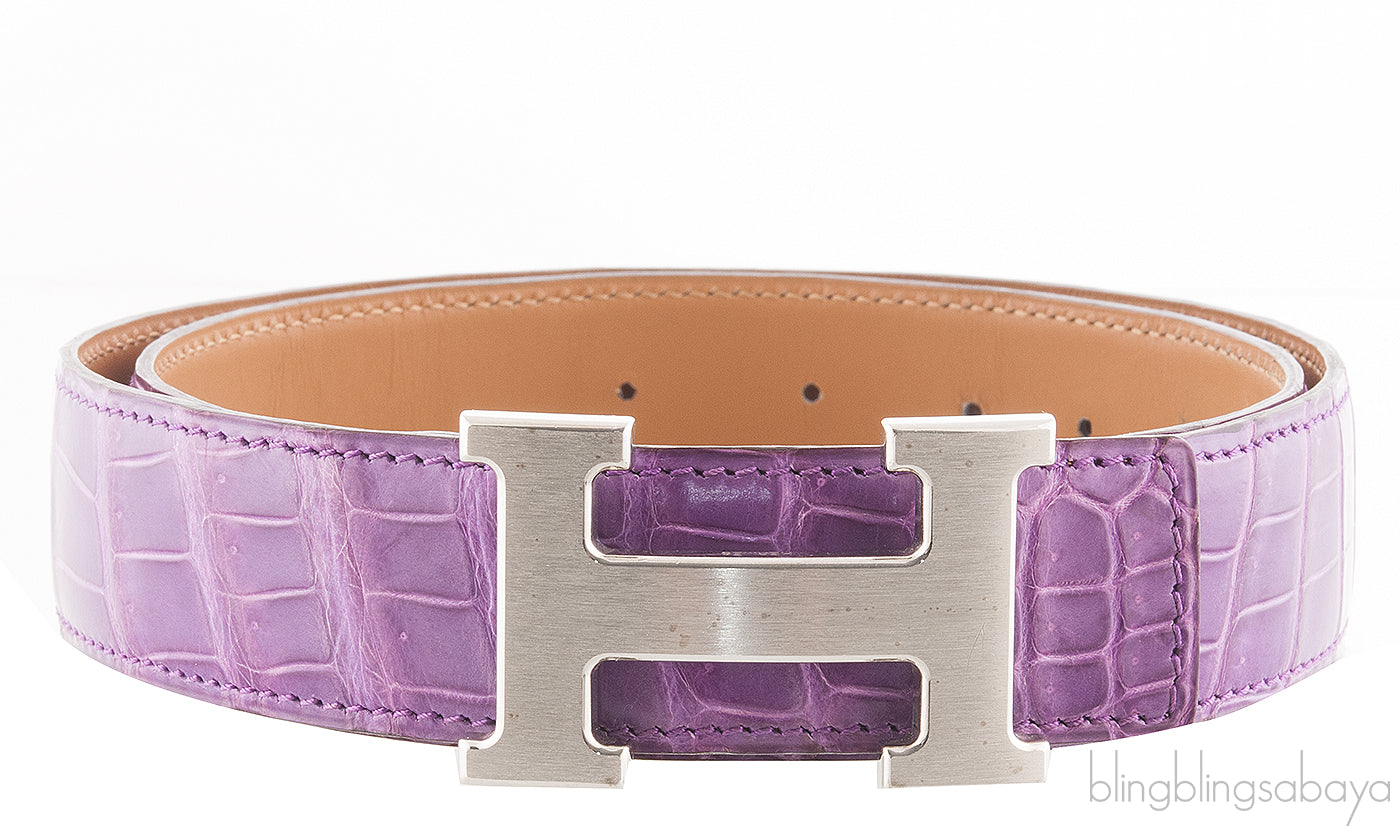 H Belt Amethyst Crocodile