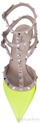 Lime Rockstuds Leather Pump