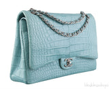 Turquoise Maxi Crocodile Flap Bag