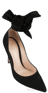 Black Suede Ankle Tie Heels