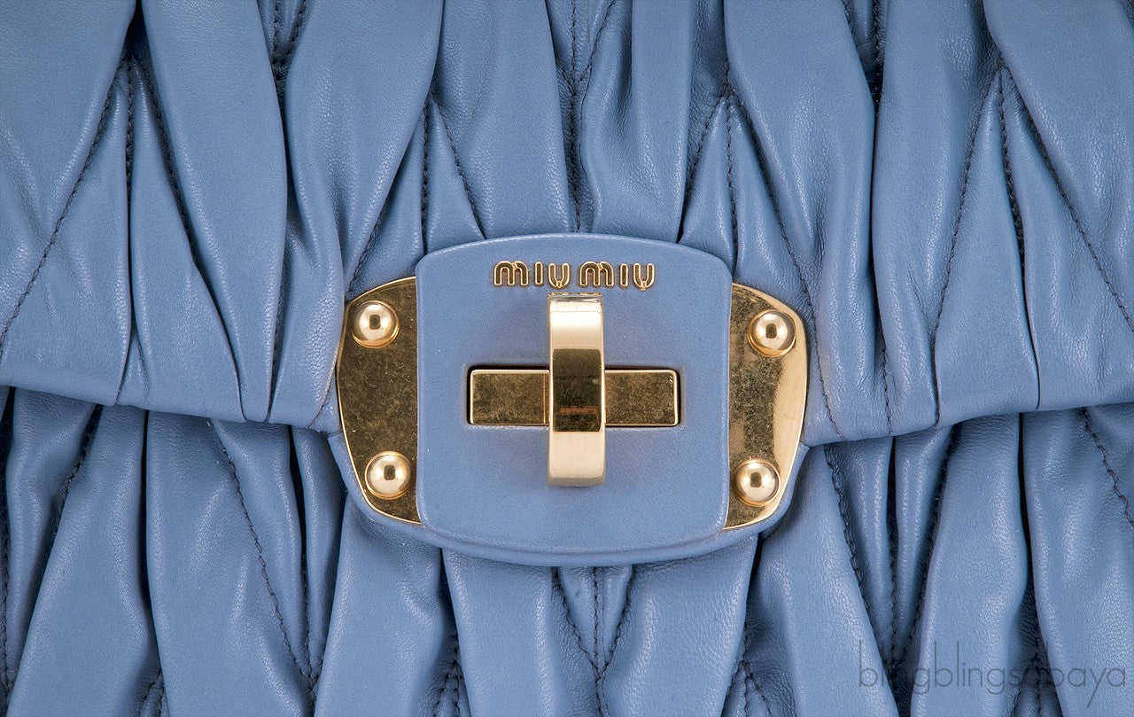 Periwinkle Matelasse Leather Clutch
