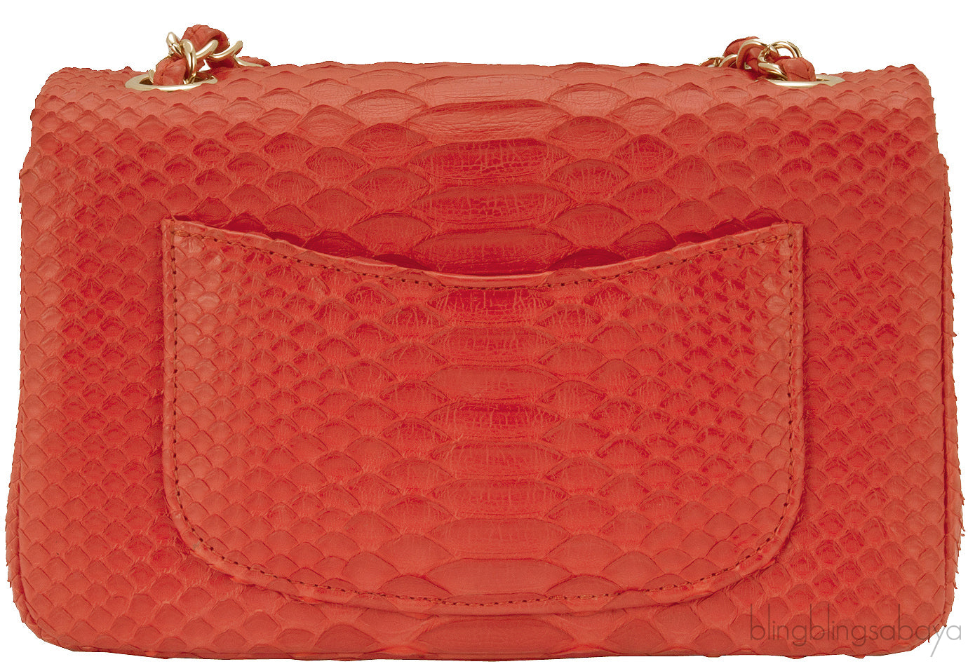 Classic Coral Python Mini Flap Bag