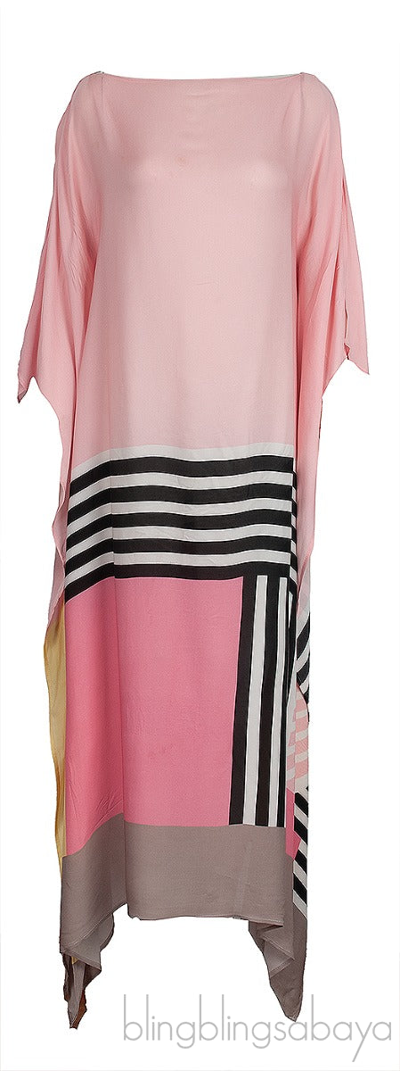 Pink Printed Kaftan Dress