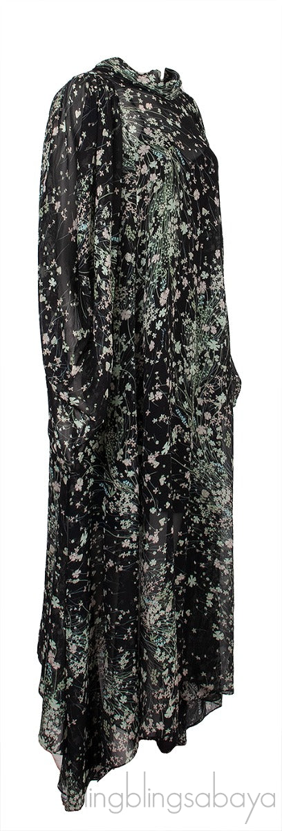 Dark Green Floral Printed Midi-Dress