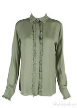 Moss Green Ruffle Trimmed Shirt