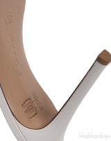 White Leather Platform Mules