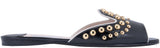 Studs Black Saffiano Open Toe Slide