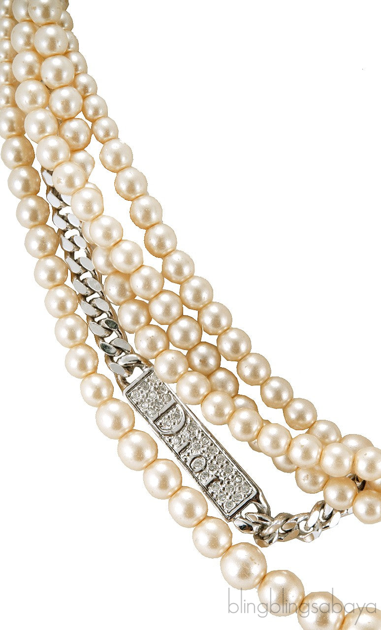Multi Strand Faux Pearl Choker
