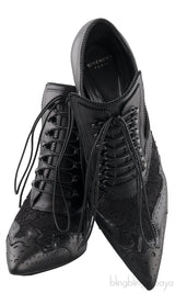 Black Lace Up Pointed Toe Booties