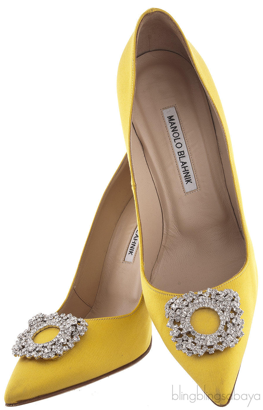 Yellow Jeweled Pointed Pump
