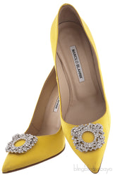 Yellow Jeweled Pointed Pump