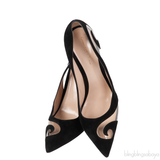 Gianvito Rossi Black Suede PVC Swirl 150 Pumps