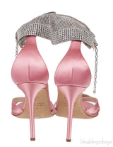 Light Pink Satin Crystal Embellished Sandals