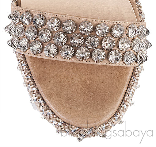 Beige Cordillera Studded Wedge Sandals