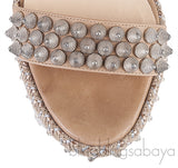Beige Cordillera Studded Wedge Sandals
