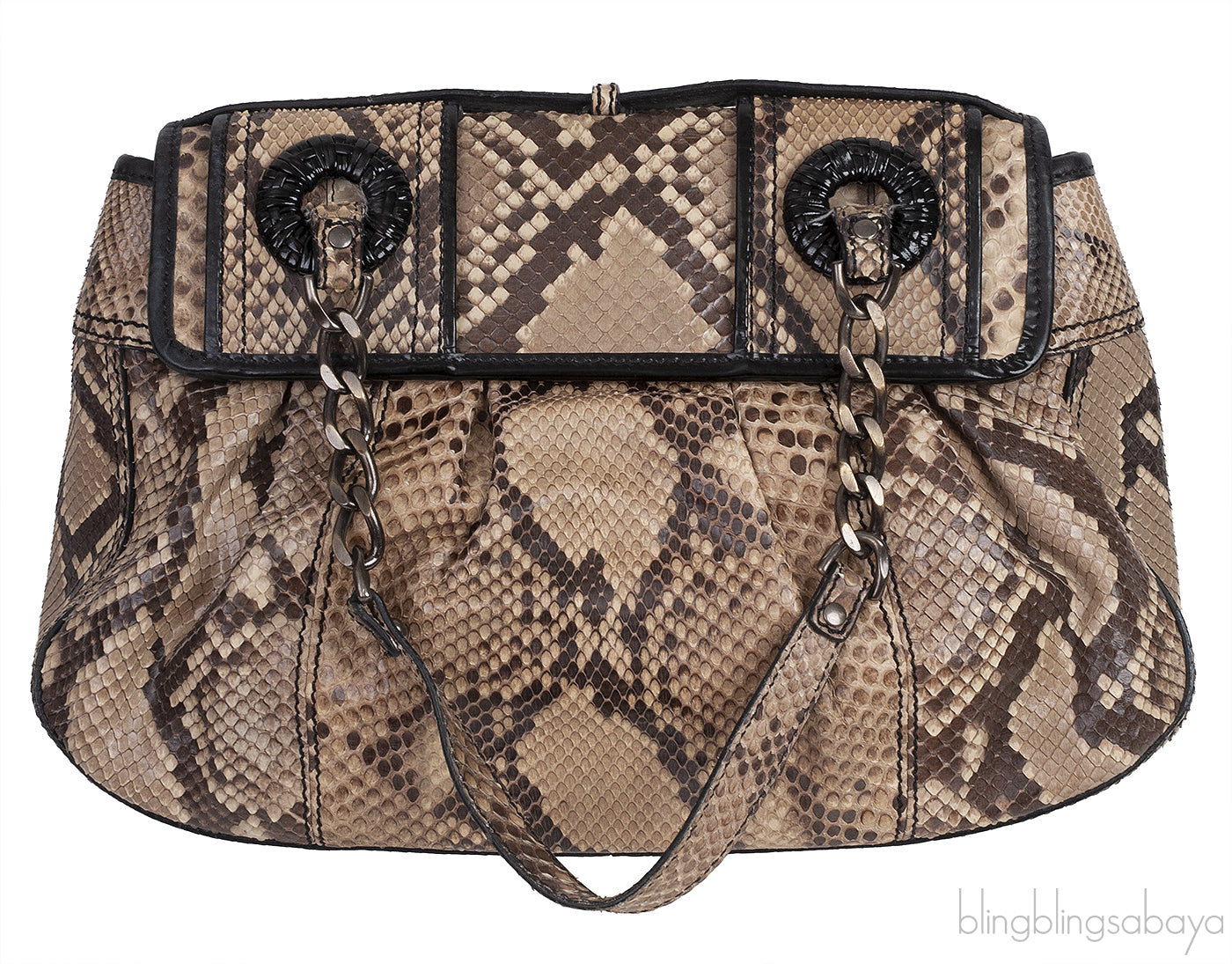 Fendi Brown Natural Python Flap Bag
