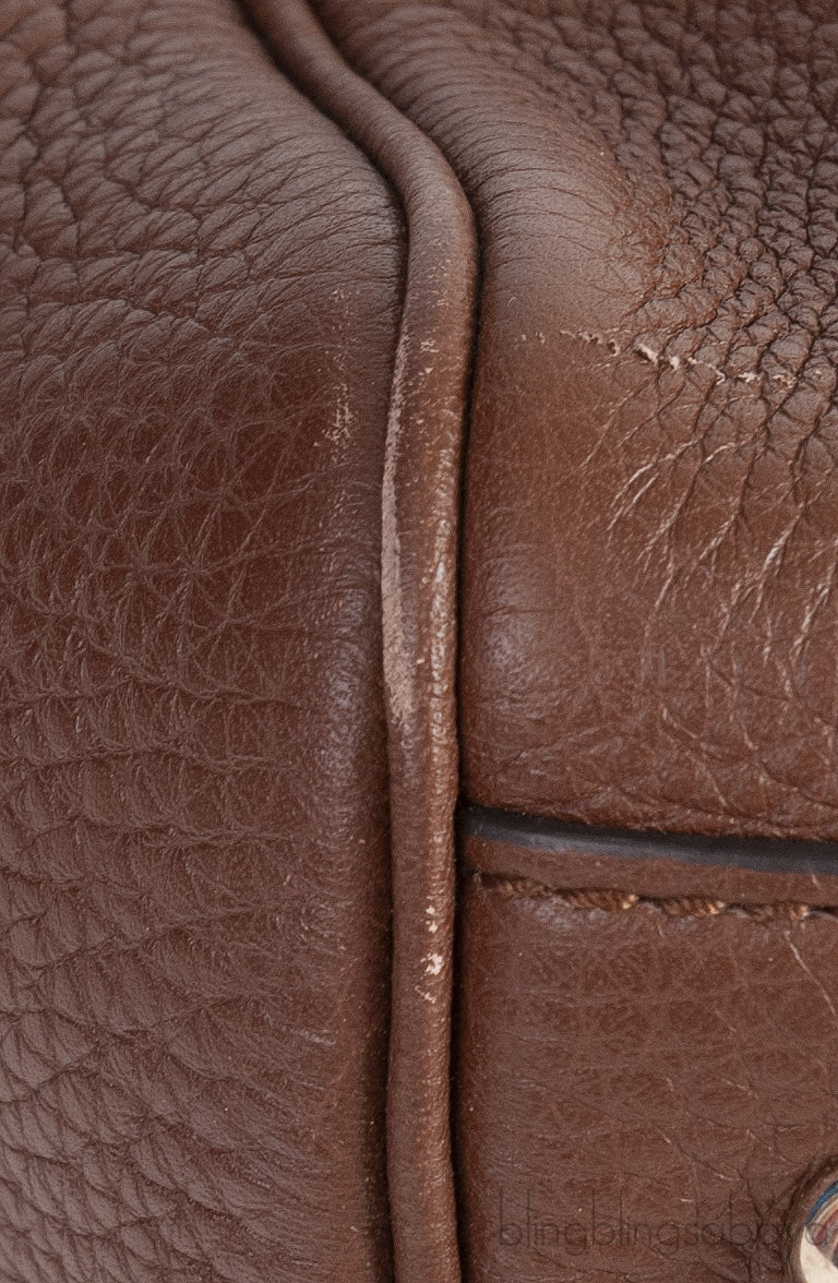 Brown Leather Bamboo Shopper Tote