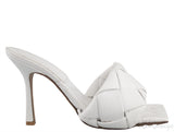 Bottega Veneta White Lido Intrecciato Mules 38