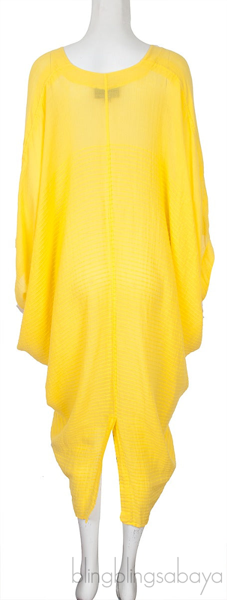 Yellow Plain Kaftan Dress