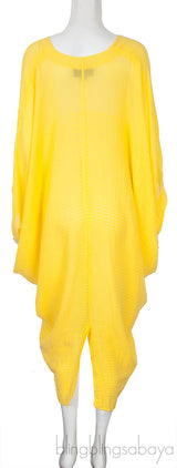 Yellow Plain Kaftan Dress