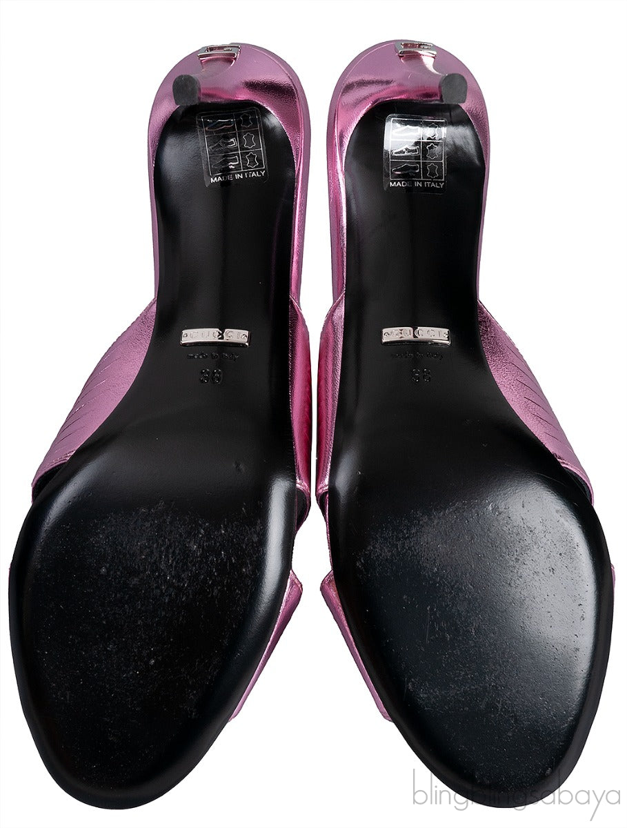 Gucci Criss-cross Metallic Pink Sandals