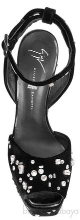 Lavinia Swarovski Crystal Velvet Platform Sandals