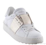 White and Gold Stripe Trainer Sneakers