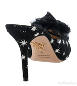 Black Floral Crystal Mule