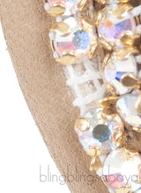 Nude Leather Bow Crystal Sandals