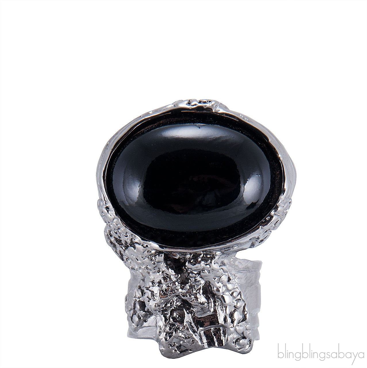 Silver & Black Arty Oval Ring