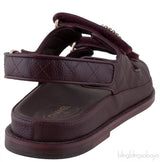 Burgundy Quilted Leather CC Velcro Sandals