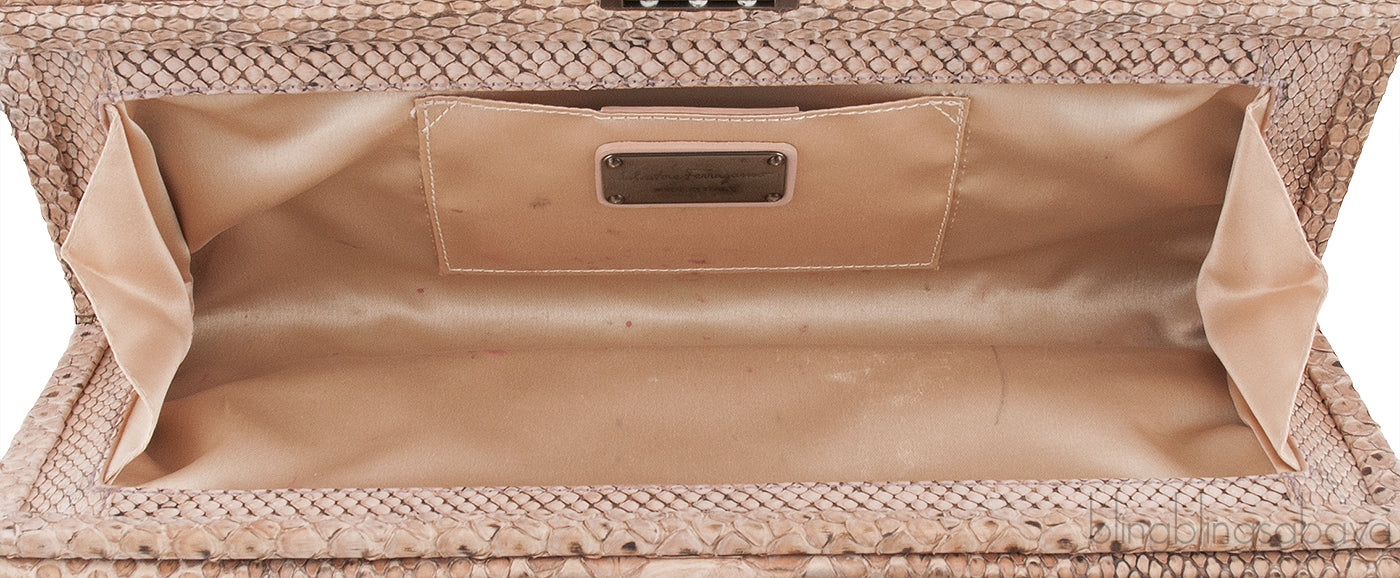 Brown Python Long Clutch