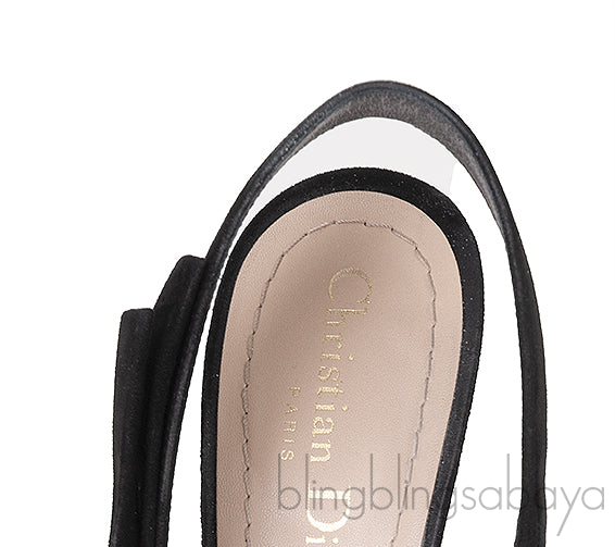 Black Suede Mesh Strass Pointed Toe Heels