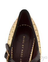 Gold Perforated Black Trim Heels