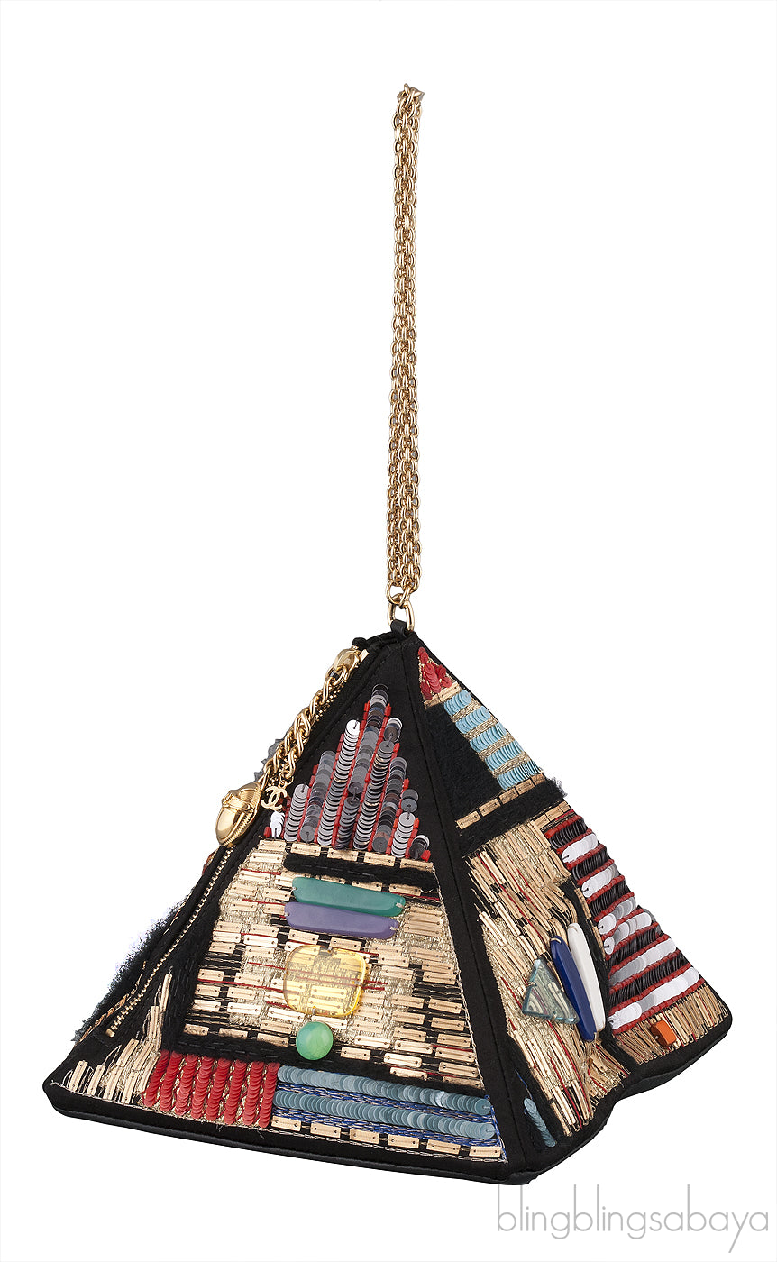 Lambskin/PVC/Glass Pyramid Bag
