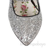 Gucci Silver Sylvie Glitter Crystal Heels