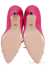 Bright Fuchsia Nappa Leather Decollete Bow Pumps