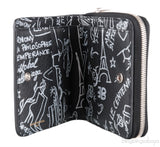 Black Graffiti Zip Around Wallet