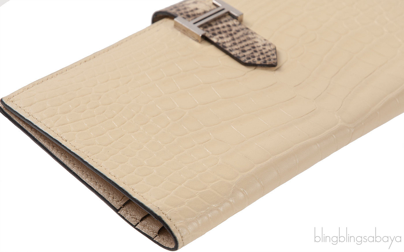 Bi-color Bearn Vanille Crocodile Ombre Lizard Wallet