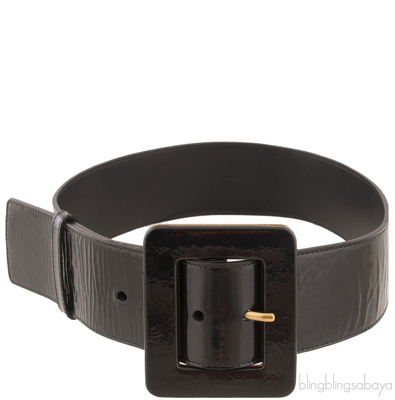 Black Patent Wide Buckle Belt
