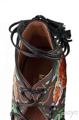 Embroidered Lace Canvas Sandals