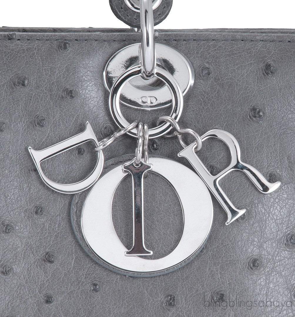Lady Dior Grey Ostrich