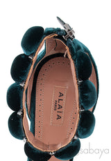 Emerald Velvet Bombe Heels