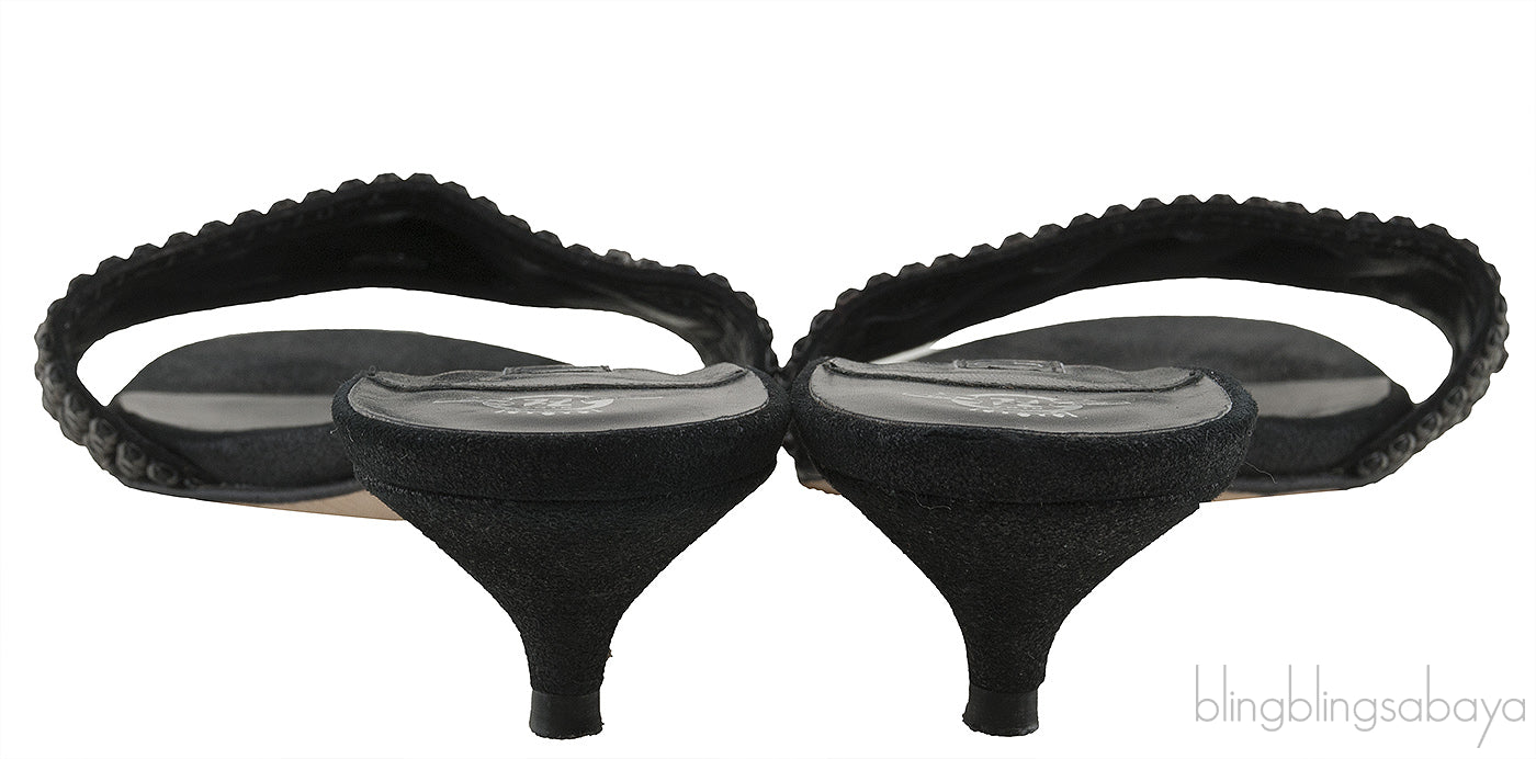 Black Crystal Mule Sandals