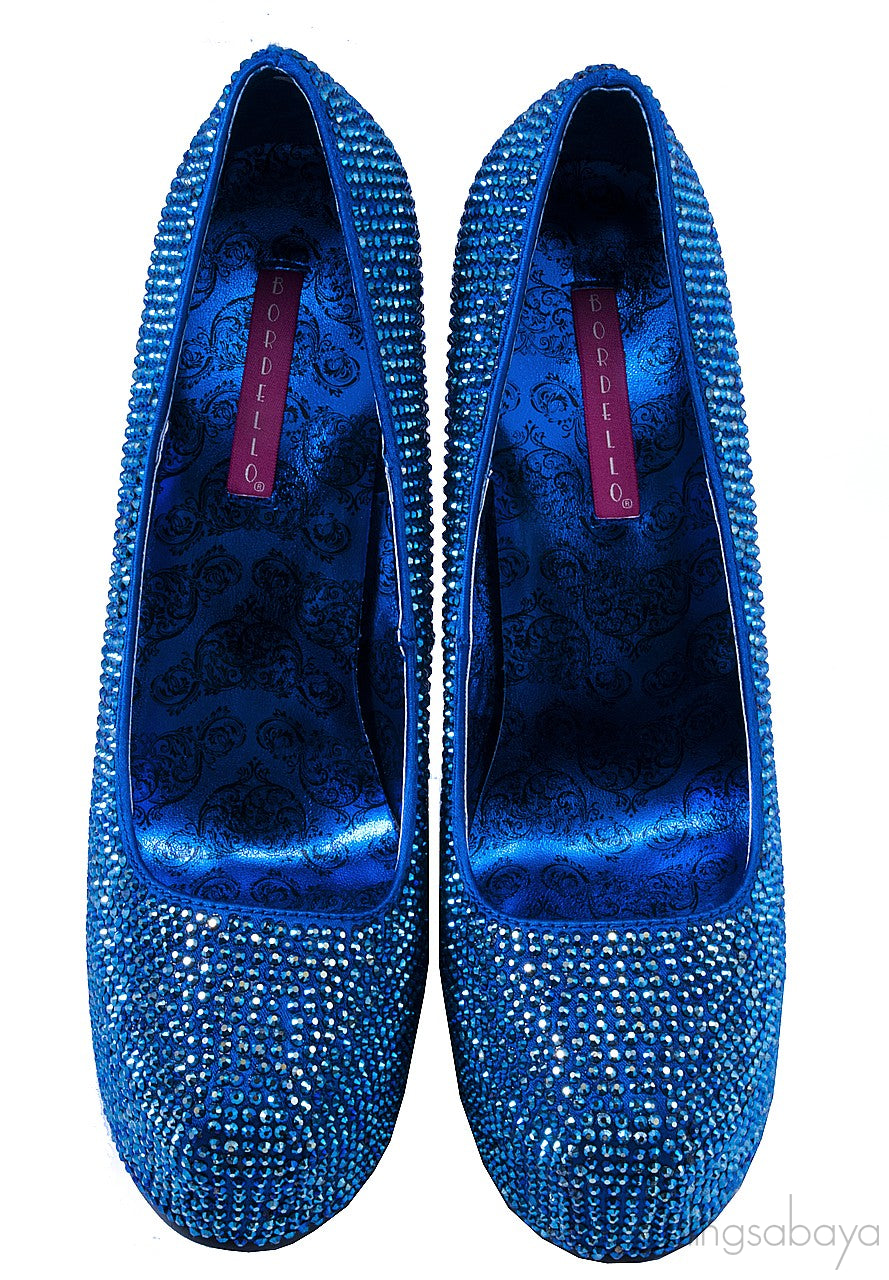 Blue Rhinestone Pump