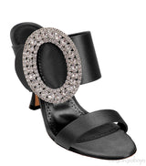 Black Satin Fibiona Slide Sandals